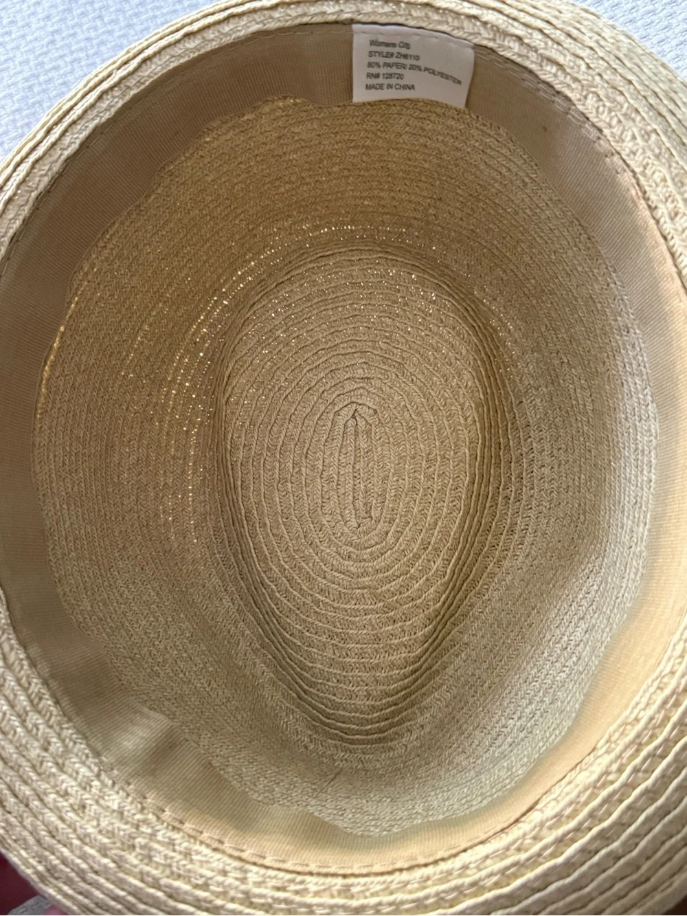 Stylish Straw Fedora Hat with Turquoise Accents - Beige